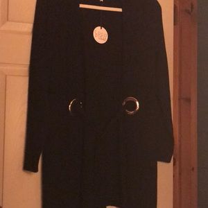 Cocobleu black sweater with gold detail and sash/tie. Size S